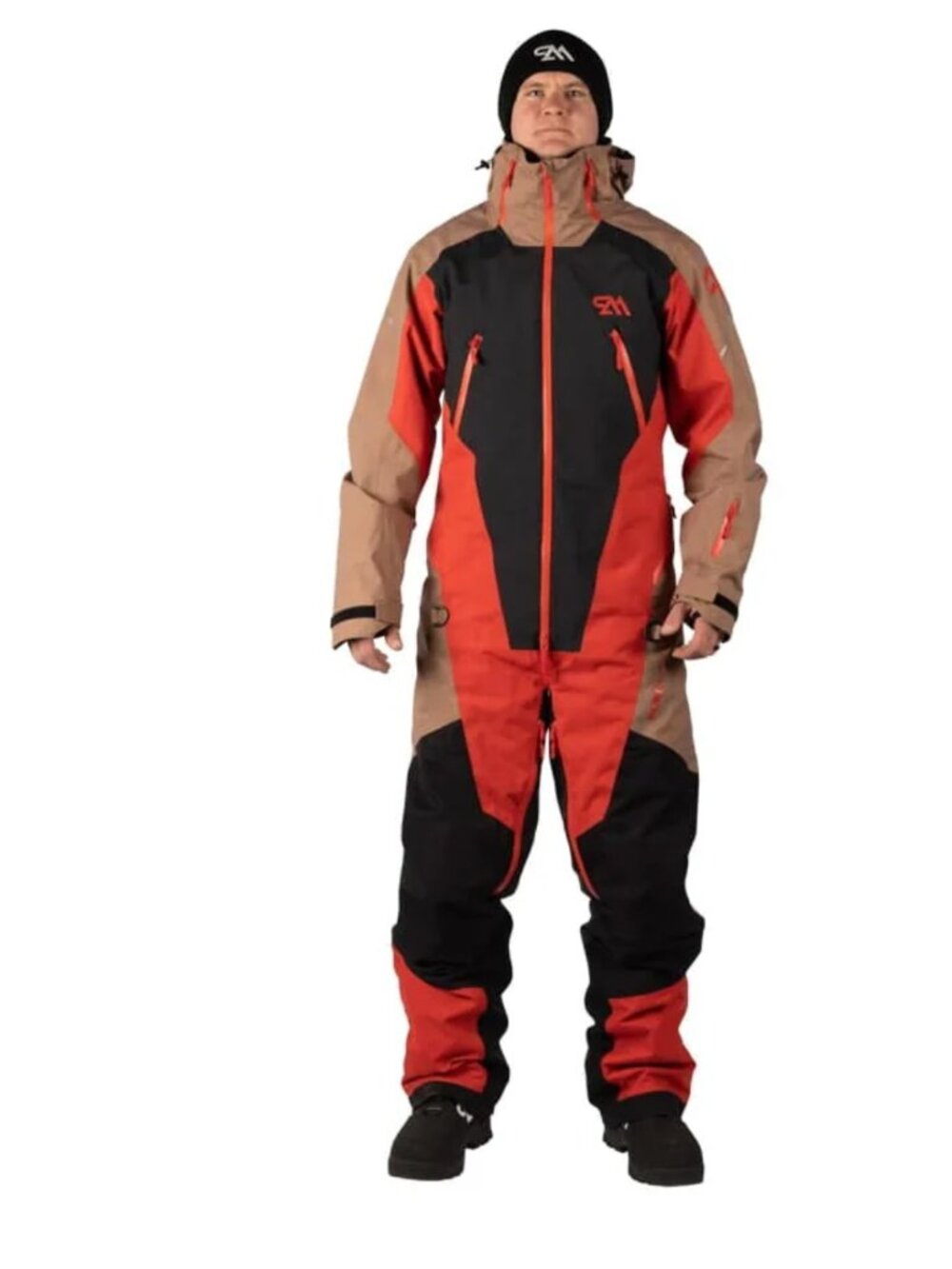 Pure Adrenaline Rise Monosuit Shell S Mens Tan Red Snowmobile Snow Suit Hooded